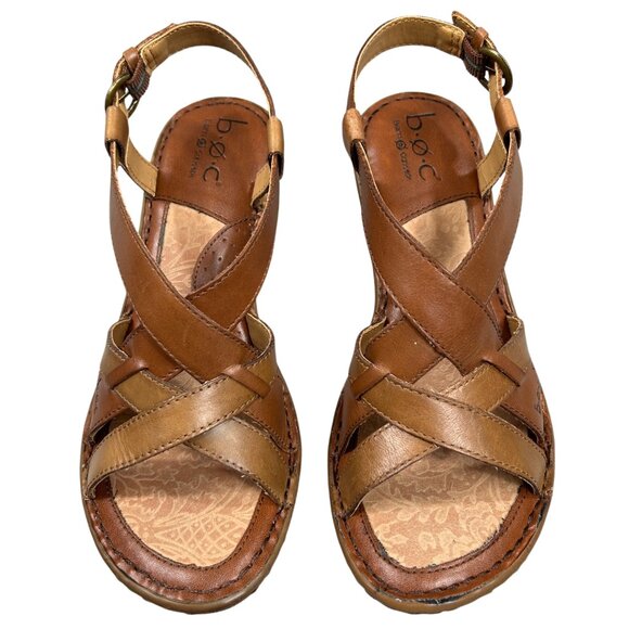 b.o.c. Born Concepts Brown Slingback Strappy Leather Sandals Size 8 - Picture 4 of 13
